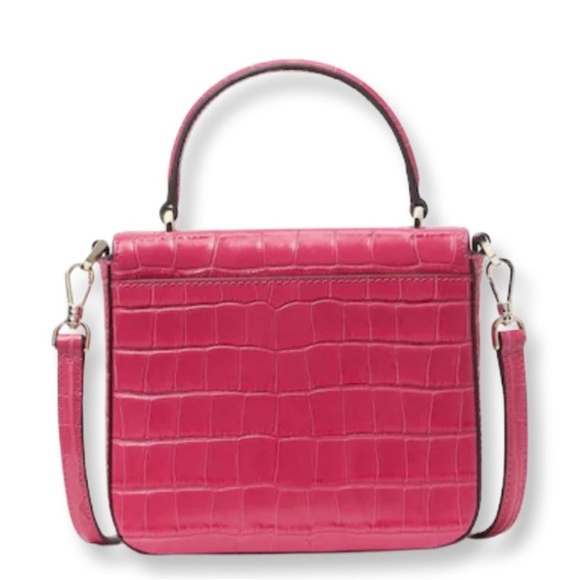 Kate Spade Pink Staci square croc crossbody with card holder - Picture 4 of 5